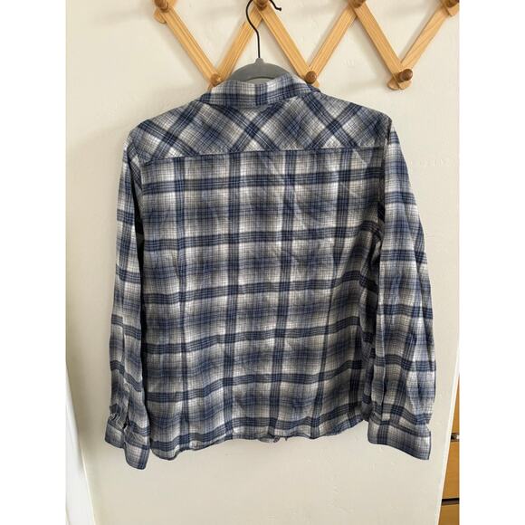 Pendleton Top Women's XL Petite Flanner Blue Gray Long Sleeve Button Up - Picture 6 of 6